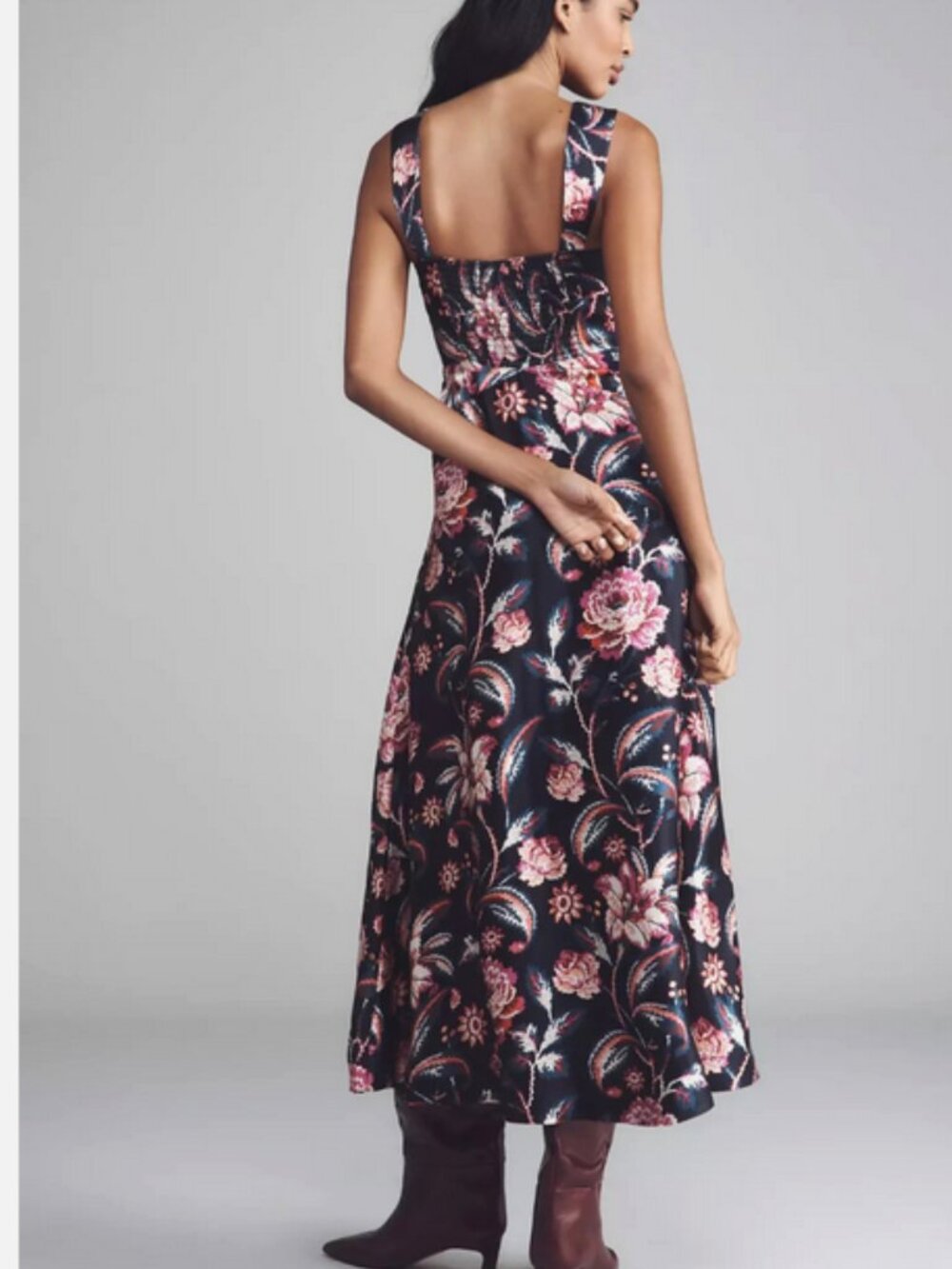 Anthropologie Maeve The Jocelyn Sleeveless Slip Midi Dress Black Floral M NWT - Picture 6 of 6